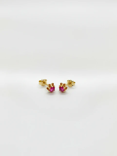 Aros Chatón Italiano Rubí Real Oro 18k