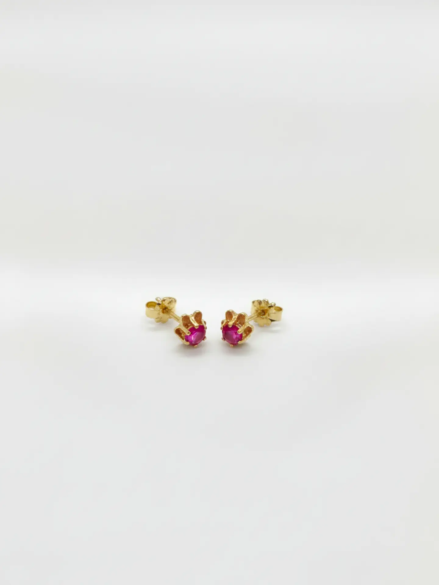 Aros Chatón Italiano Rubí Real Oro 18k 2