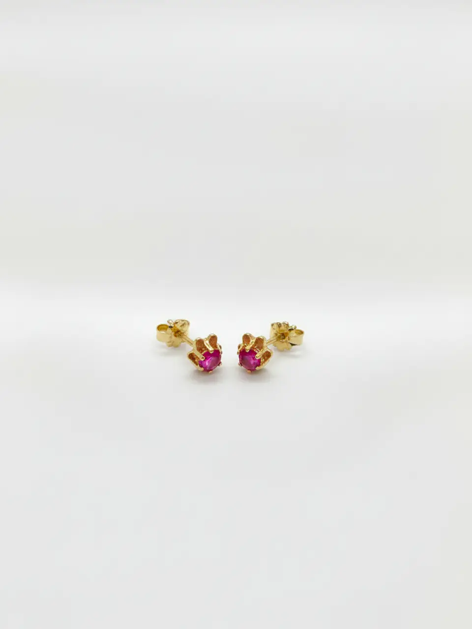 Aros Chatón Italiano Rubí Real Oro 18k 2