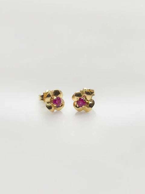 Aros Trébol de Pasión de Rubí Oro 18k