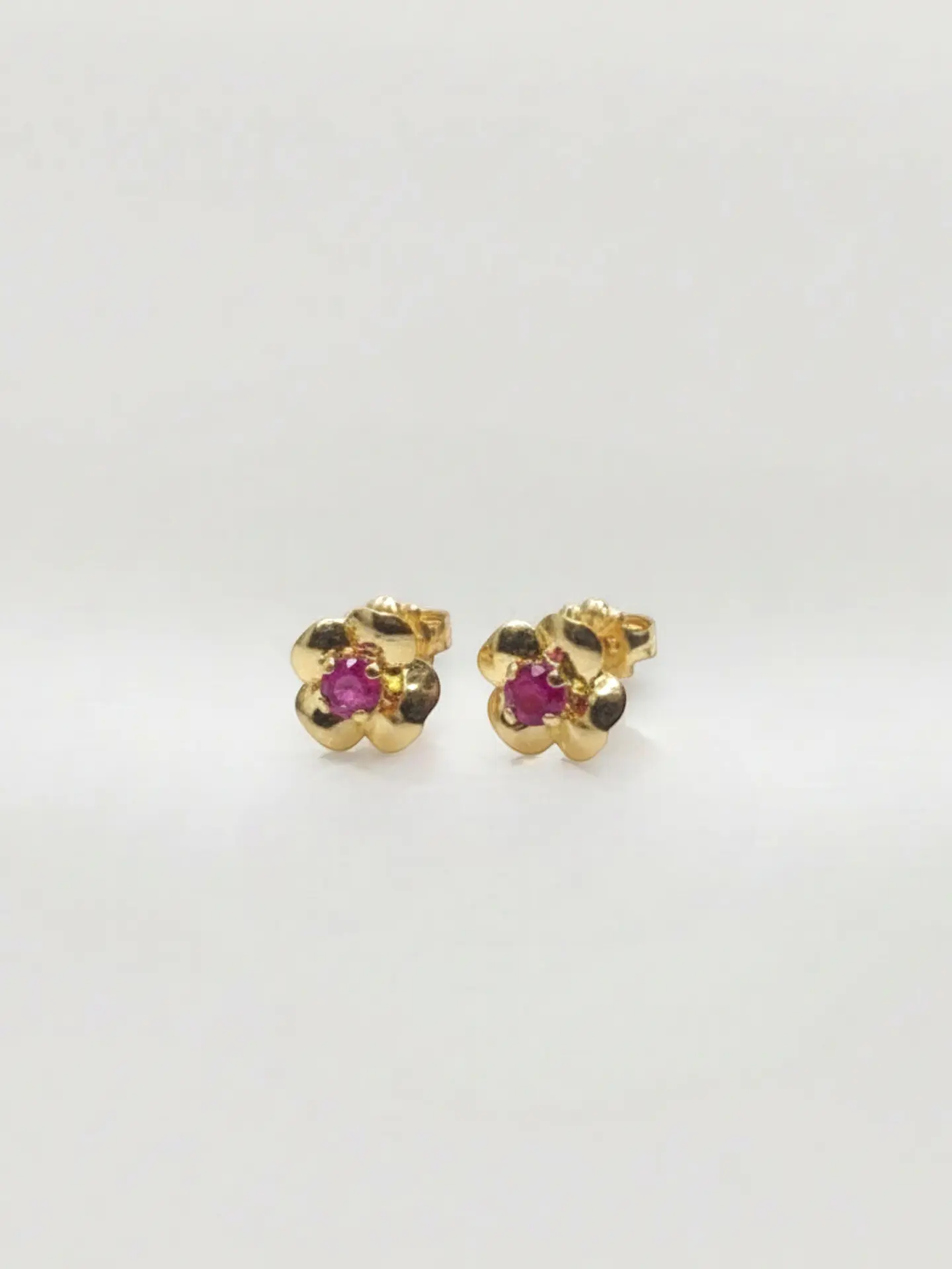 Aros Trébol de Pasión de Rubí Oro 18k 3