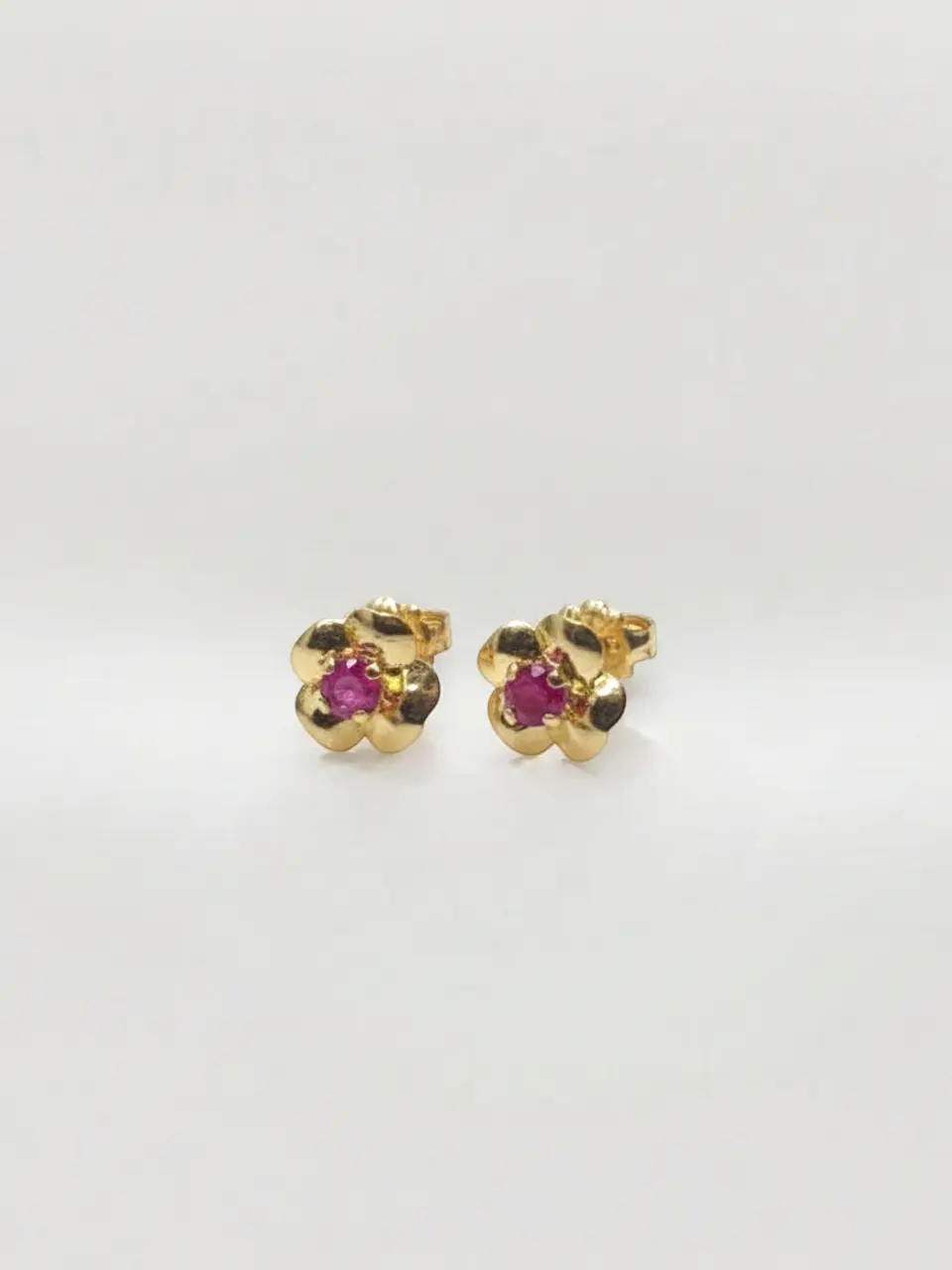 Aros Trébol de Pasión de Rubí Oro 18k 3