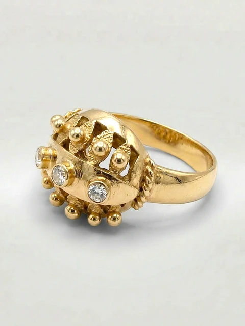 Anillo Chevalier Sello de Circón Oro 18k