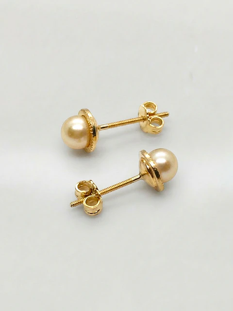 Aros Perla Cultivada Imperial Plato Grande Oro 18k