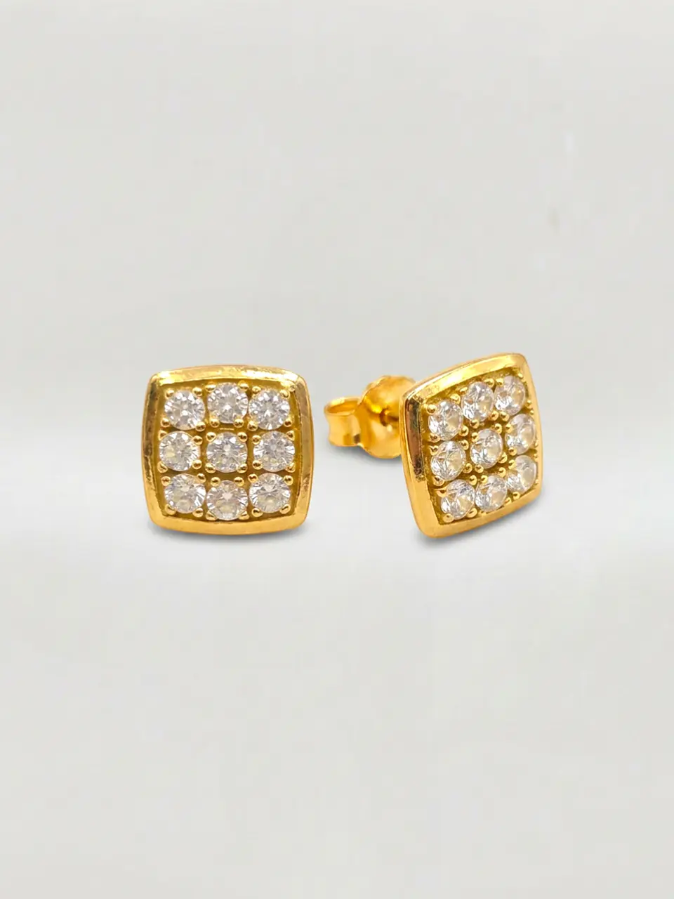 Aros Cuadrado Moderno de Circones Oro 18k 4