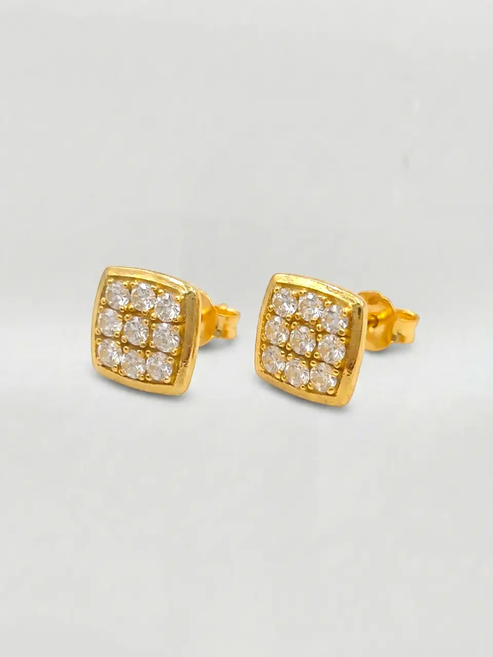 Aros Cuadrado Moderno de Circones Oro 18k 6