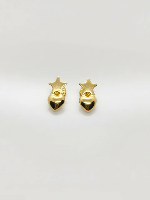 Aros Sueño de Estrella y Corazón Oro 18k