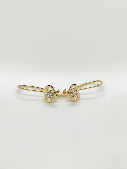 Aros Corazón de Brillo Permanente Circón Oro 18k