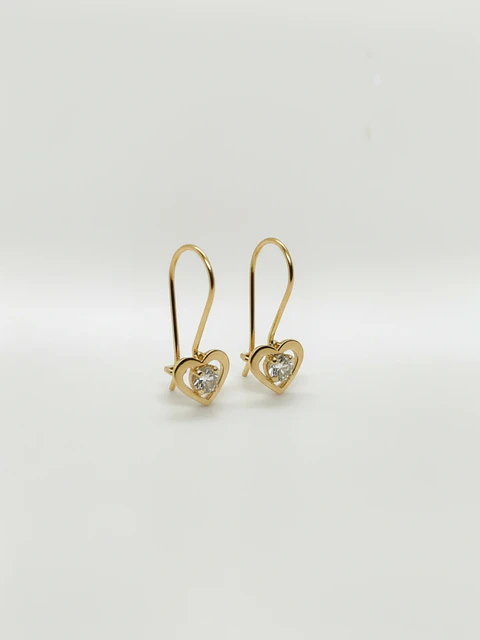 Aros Corazón de Brillo Permanente Circón Oro 18k