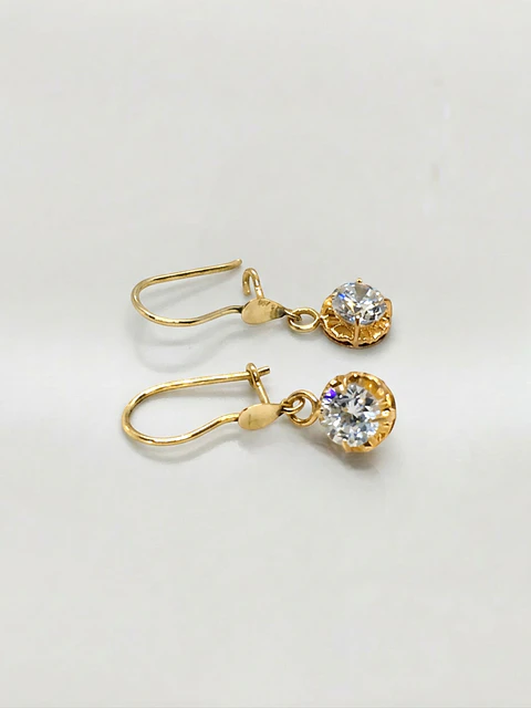 Aros Chatón Colgante de Luz Majestuosa Circón Oro 18k