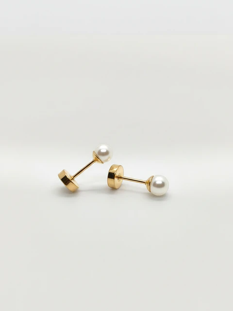 Aros Abridores Perla Delicada Chico Oro 14k
