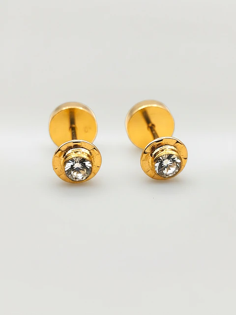 Aros Abridores Brillo de Circón Mediano Oro 14k