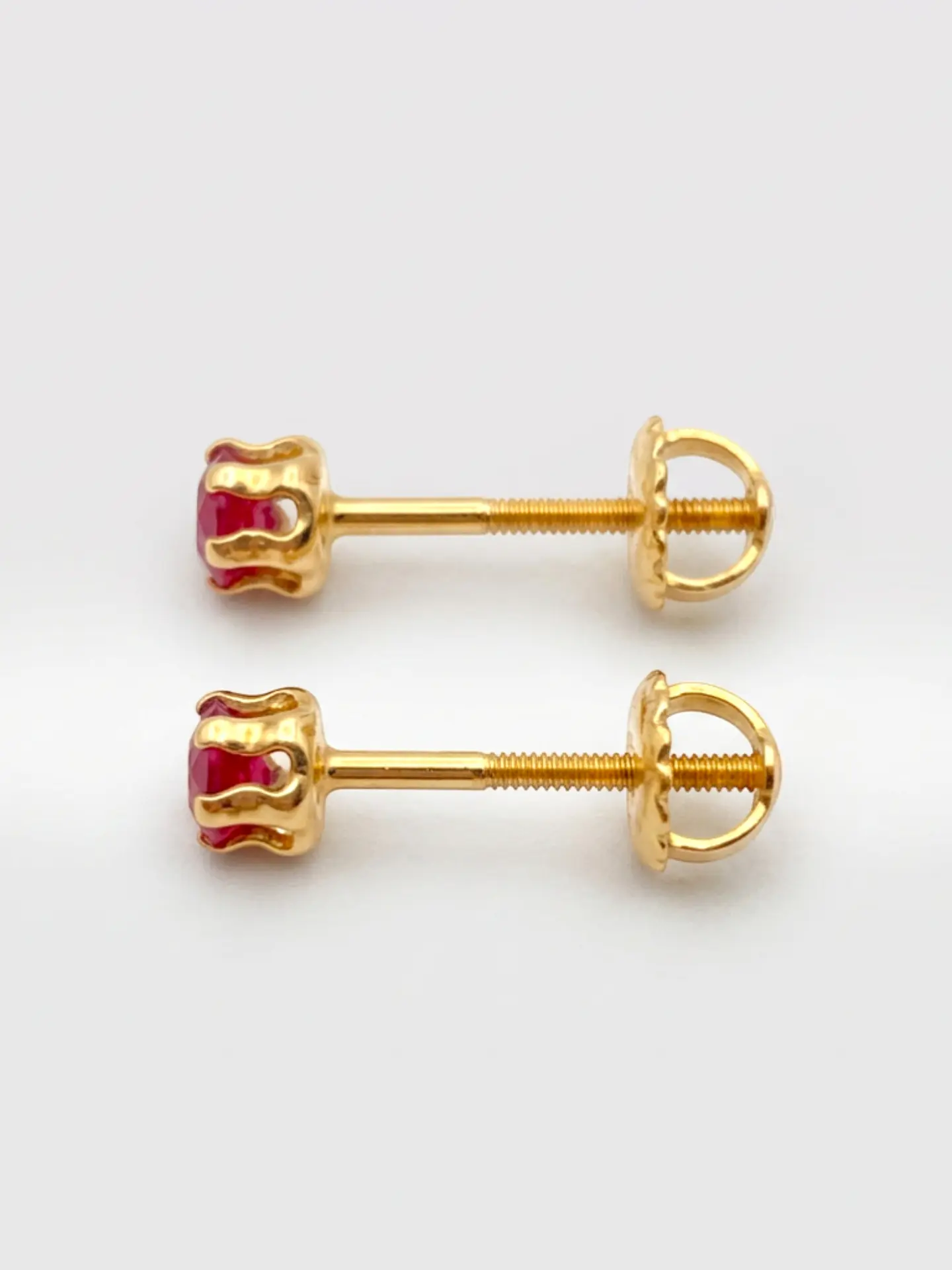 Aros Chatón Italiano Rubí Chico Oro 18k 3