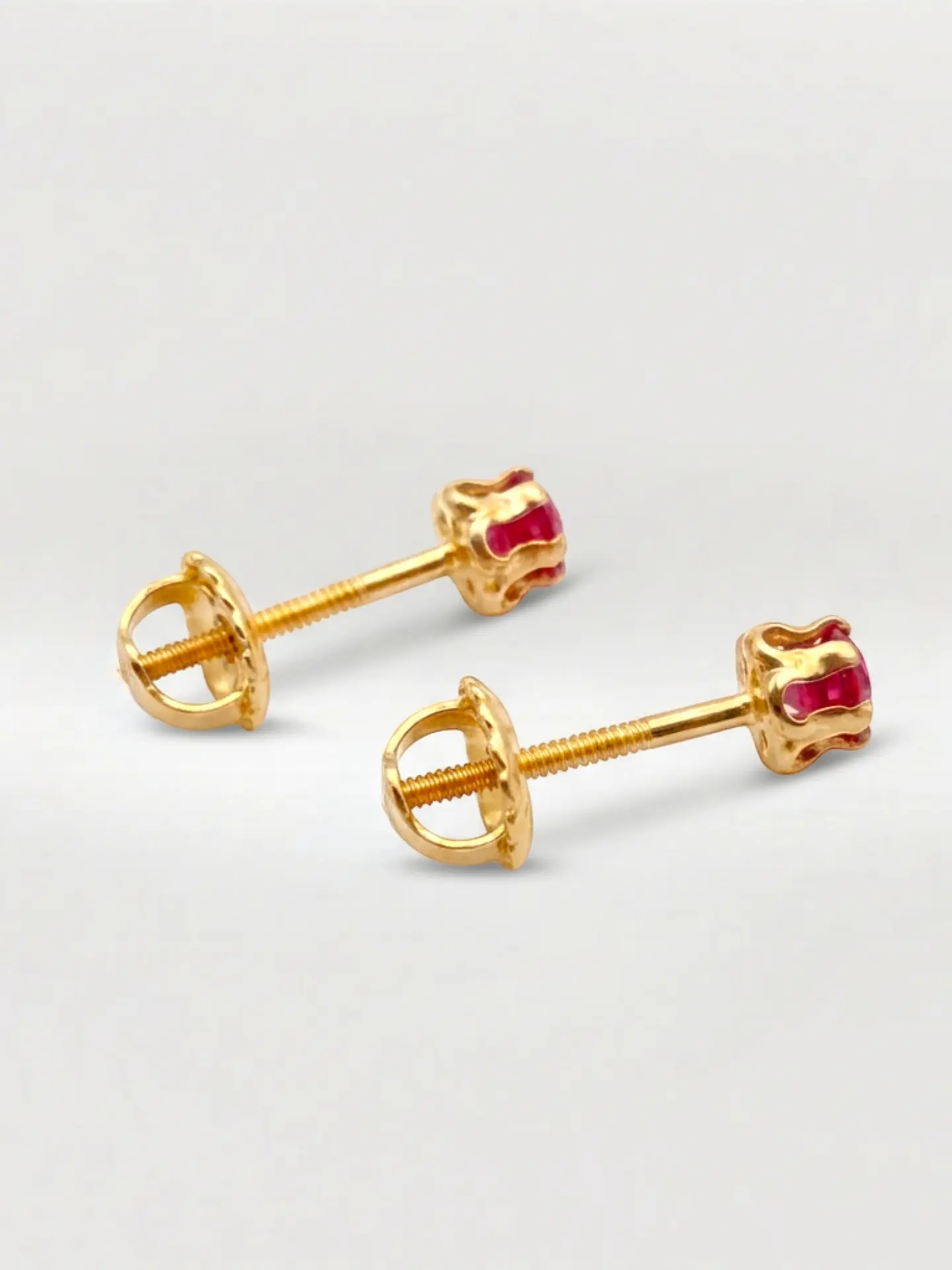 Aros Chatón Italiano Rubí Chico Oro 18k 4