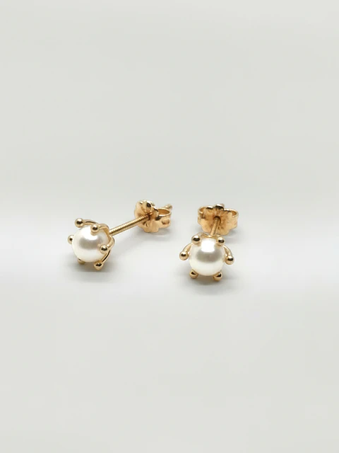 Aros Pistilo Perla Cultivada de Estatus Grande Oro 18k