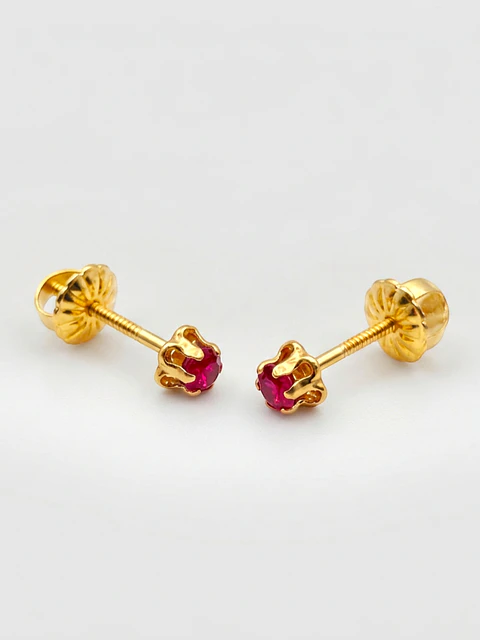 Aros Chatón Italiano Rubí Oro 18k