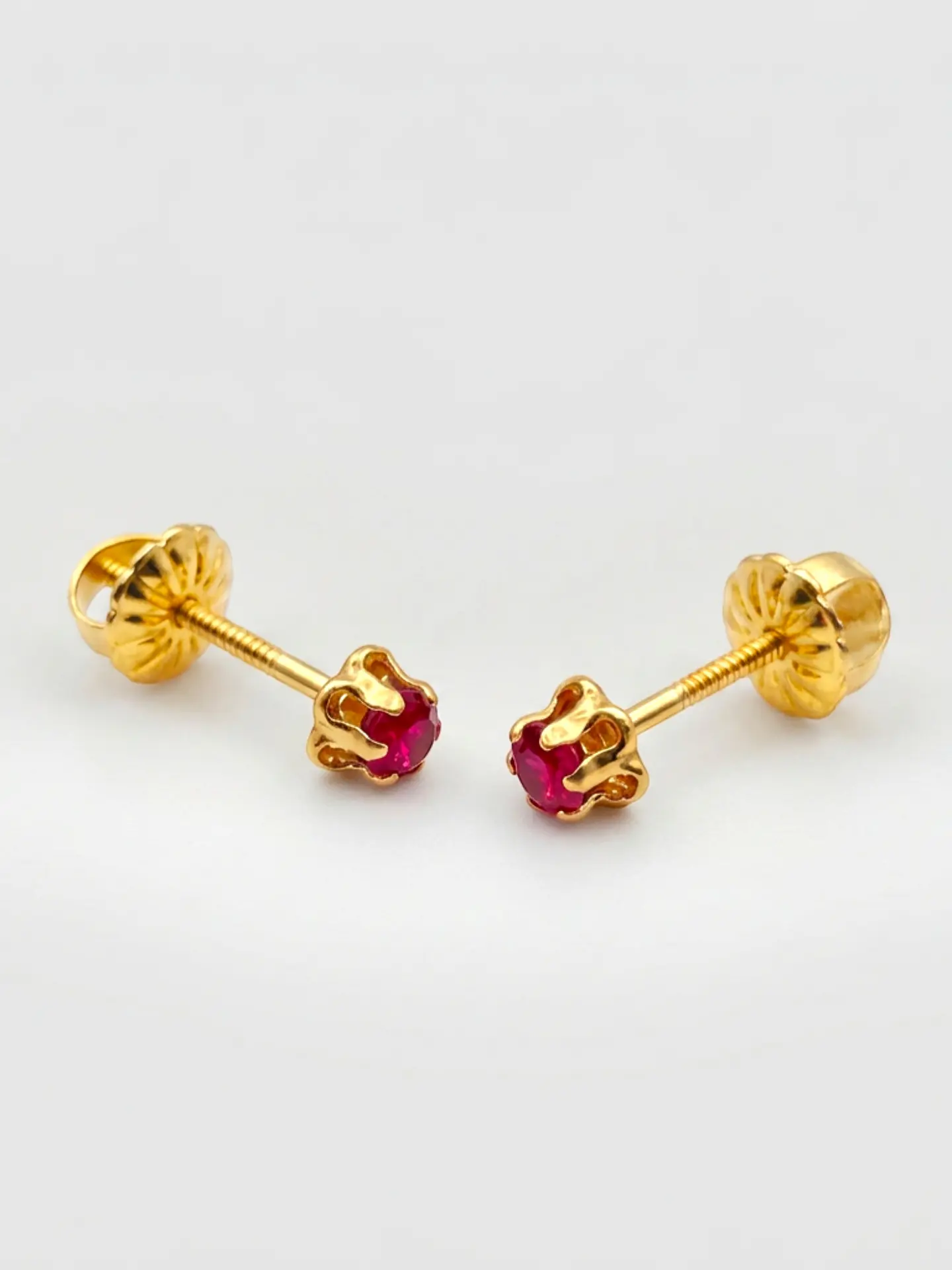 Aros Chatón Italiano Rubí Oro 18k 2