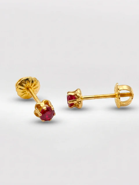 Aros Chatón Italiano Rubí Oro 18k