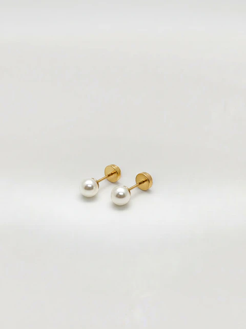 Aros Perla Clásica Chico Oro 14k