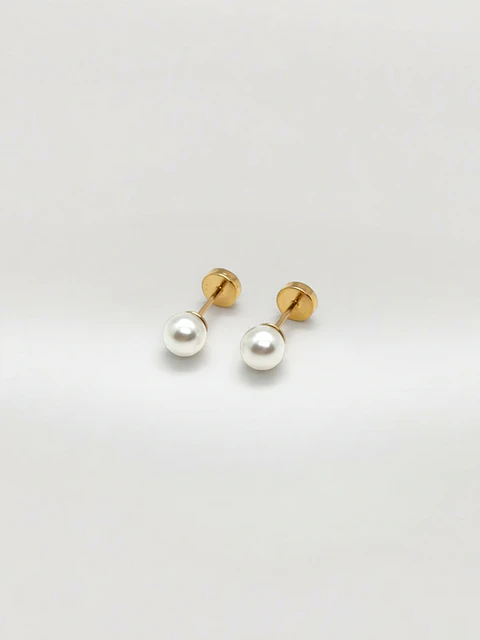 Aros Perla Clásica Chico Oro 14k