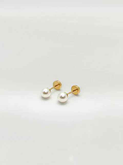 Aros Perla Clásica Mediano Oro 14k