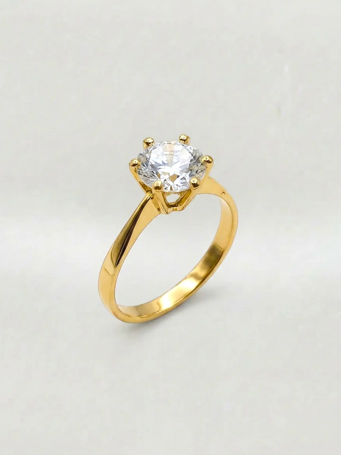 Anillo Solitario Corona de 6 Puntos Circón Oro 18k 1