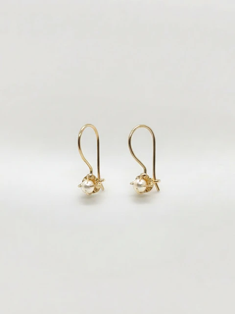 Aros Colgantes Perla Cultivada Natural de Gala Oro 18k