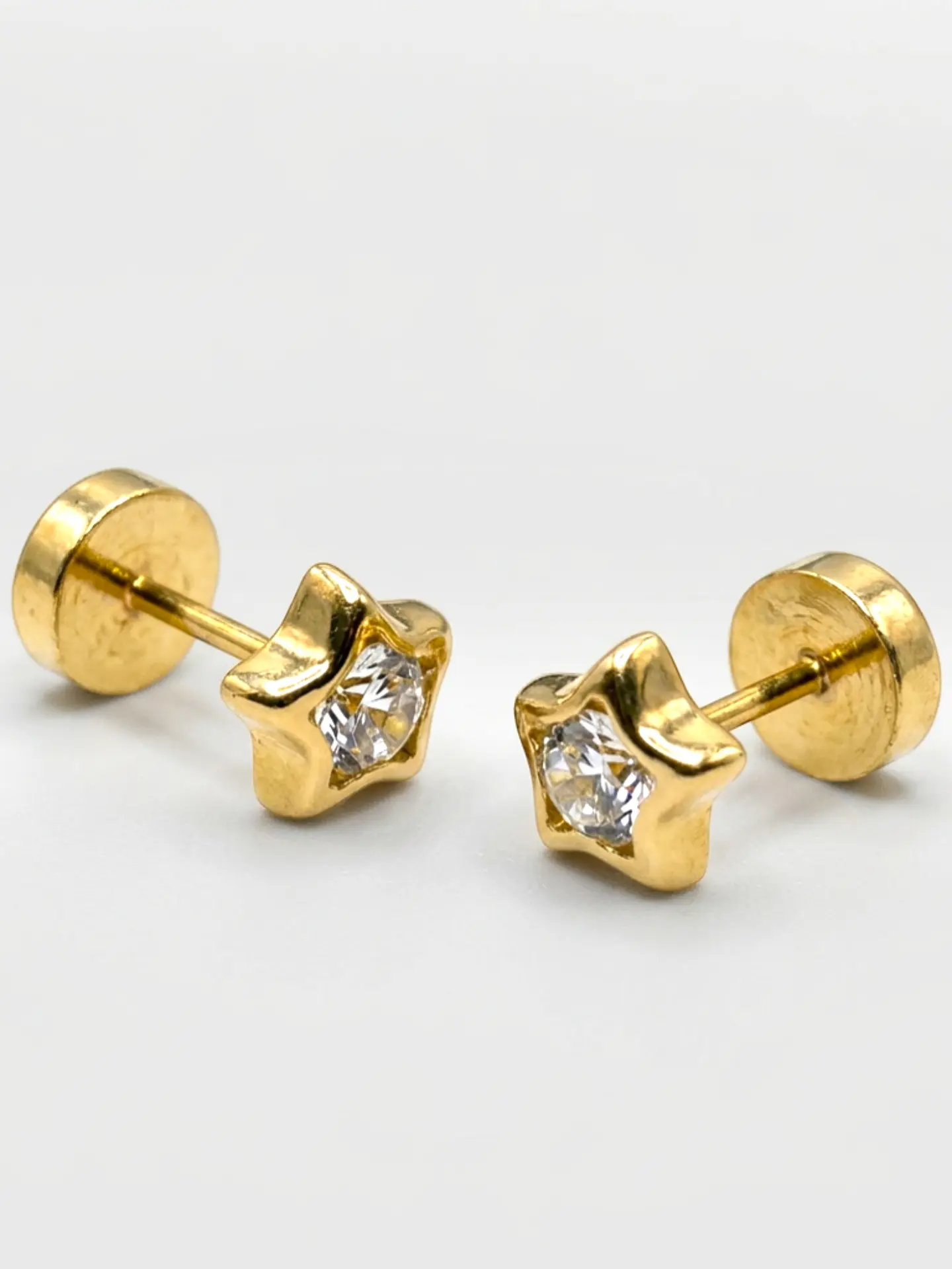 Aros Abridores Estrella Estelar Circón Mediano Oro 18k 3