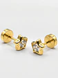 Aros Abridores Estrella Estelar Circón Mediano Oro 18k - Miniatura 3
