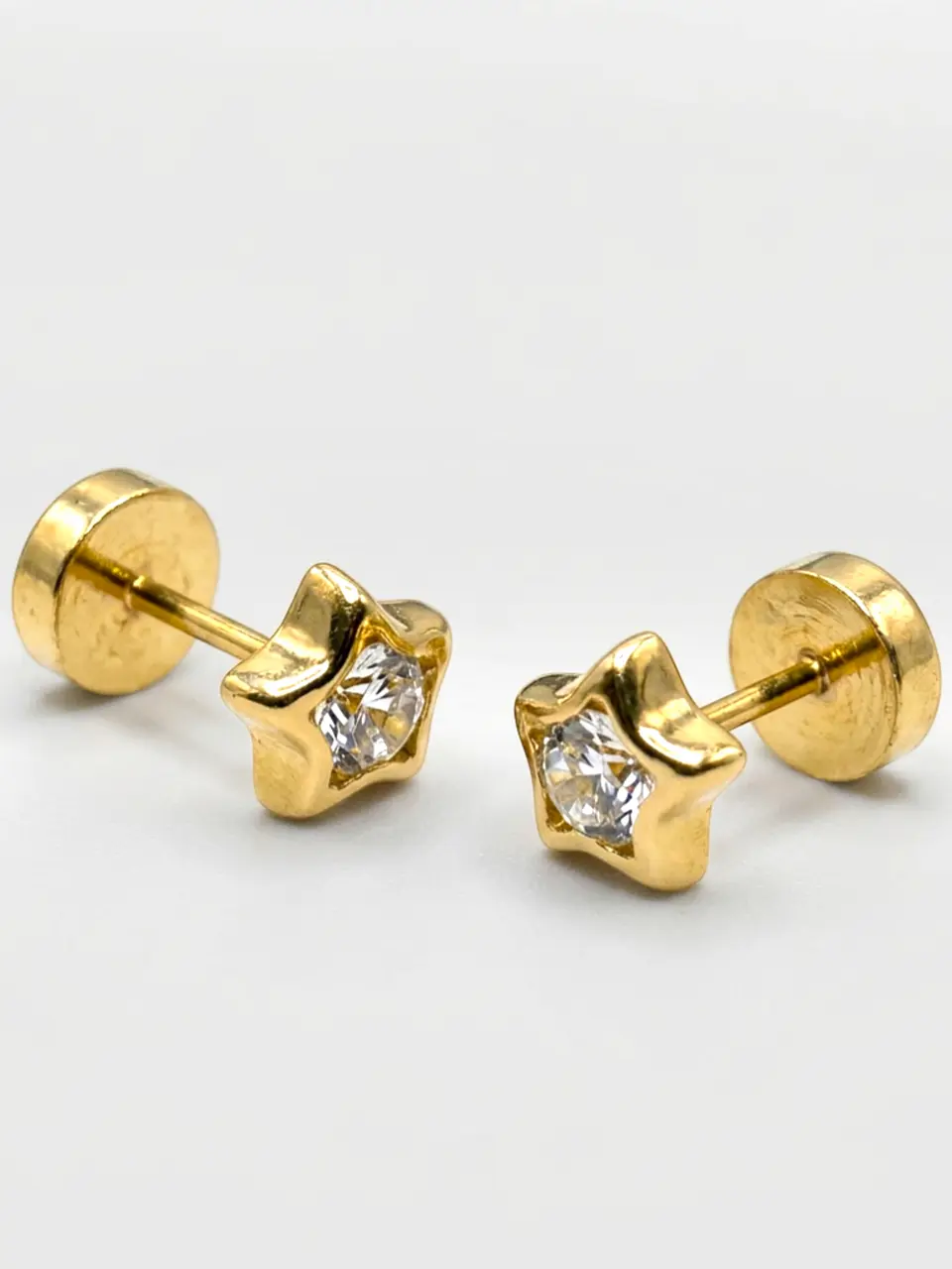 Aros Abridores Estrella Estelar Circón Mediano Oro 18k 3