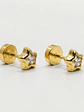 Aros Abridores Estrella Estelar Circón Mediano Oro 18k - Miniatura 2