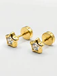 Aros Abridores Estrella Estelar Circón Mediano Oro 18k - Miniatura 1