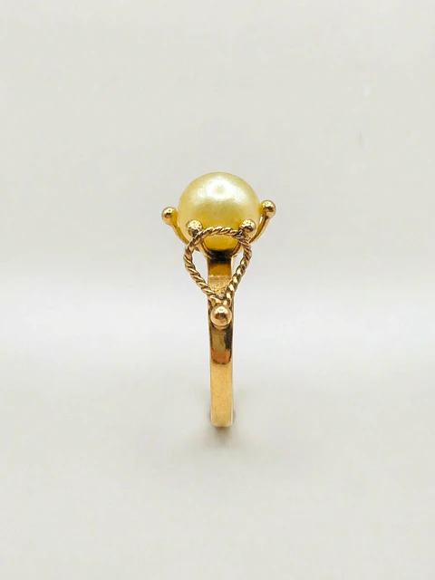 Anillo Pistilo Perla Cultivada Natural Oro 18k