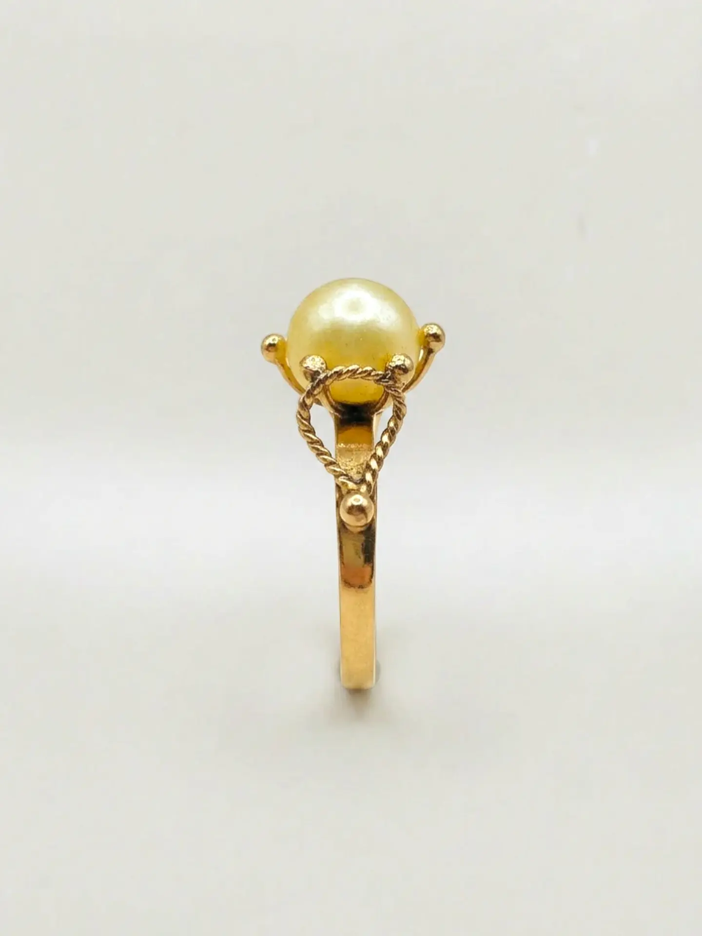 Anillo Pistilo Perla Cultivada Natural Oro 18k 2