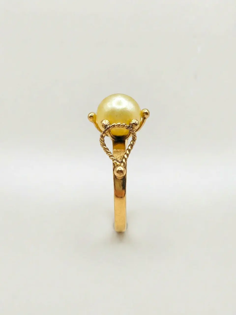 Anillo Pistilo Perla Cultivada Natural Oro 18k 2