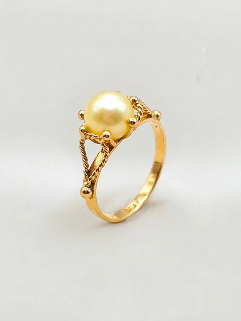 Anillo Pistilo Perla Cultivada Natural Oro 18k