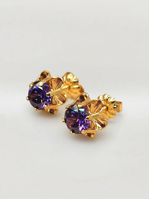 Aros Chatón Italiano Amatista Grande Oro 18k