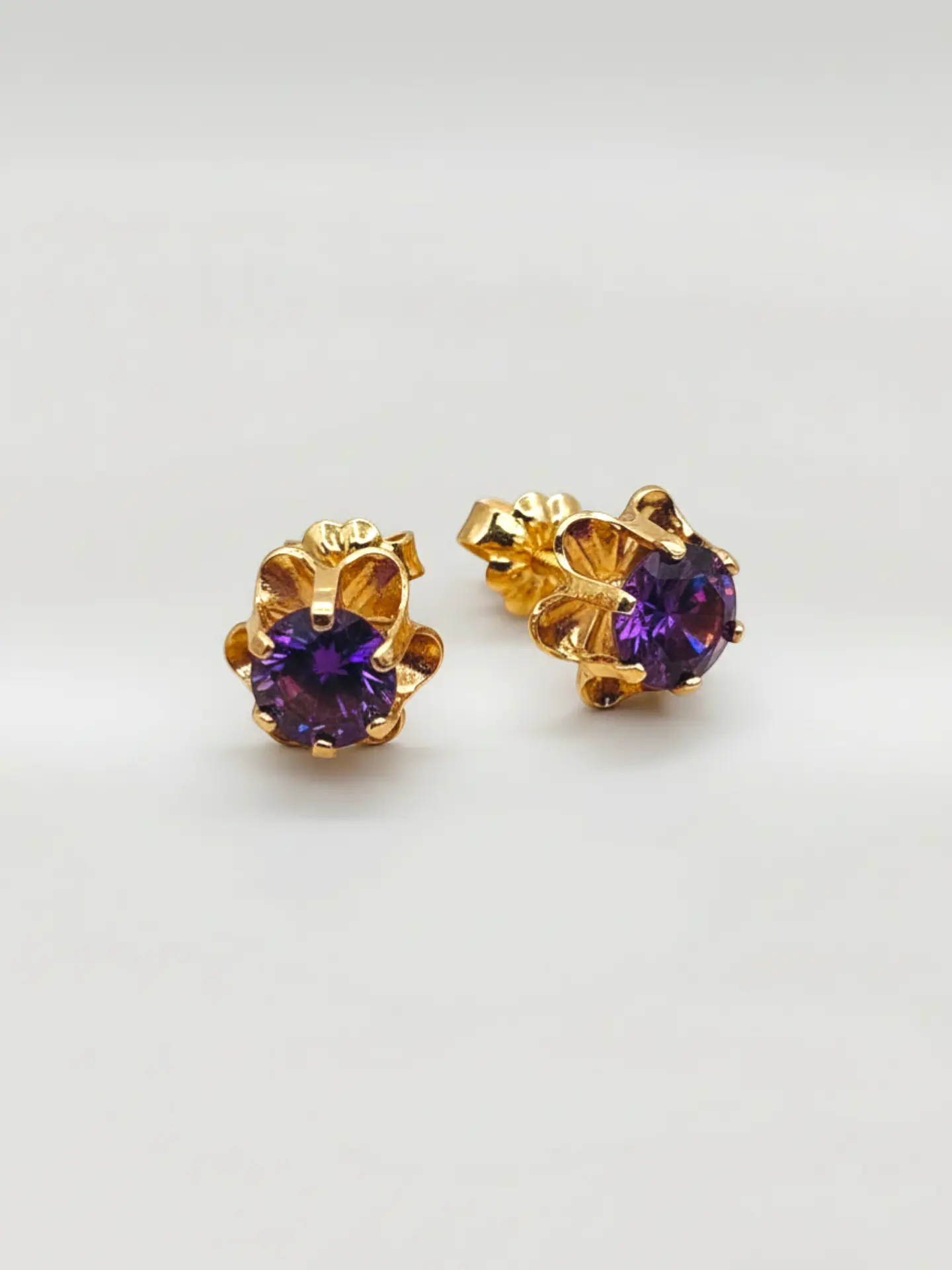 Aros Chatón Italiano Amatista Grande Oro 18k 4