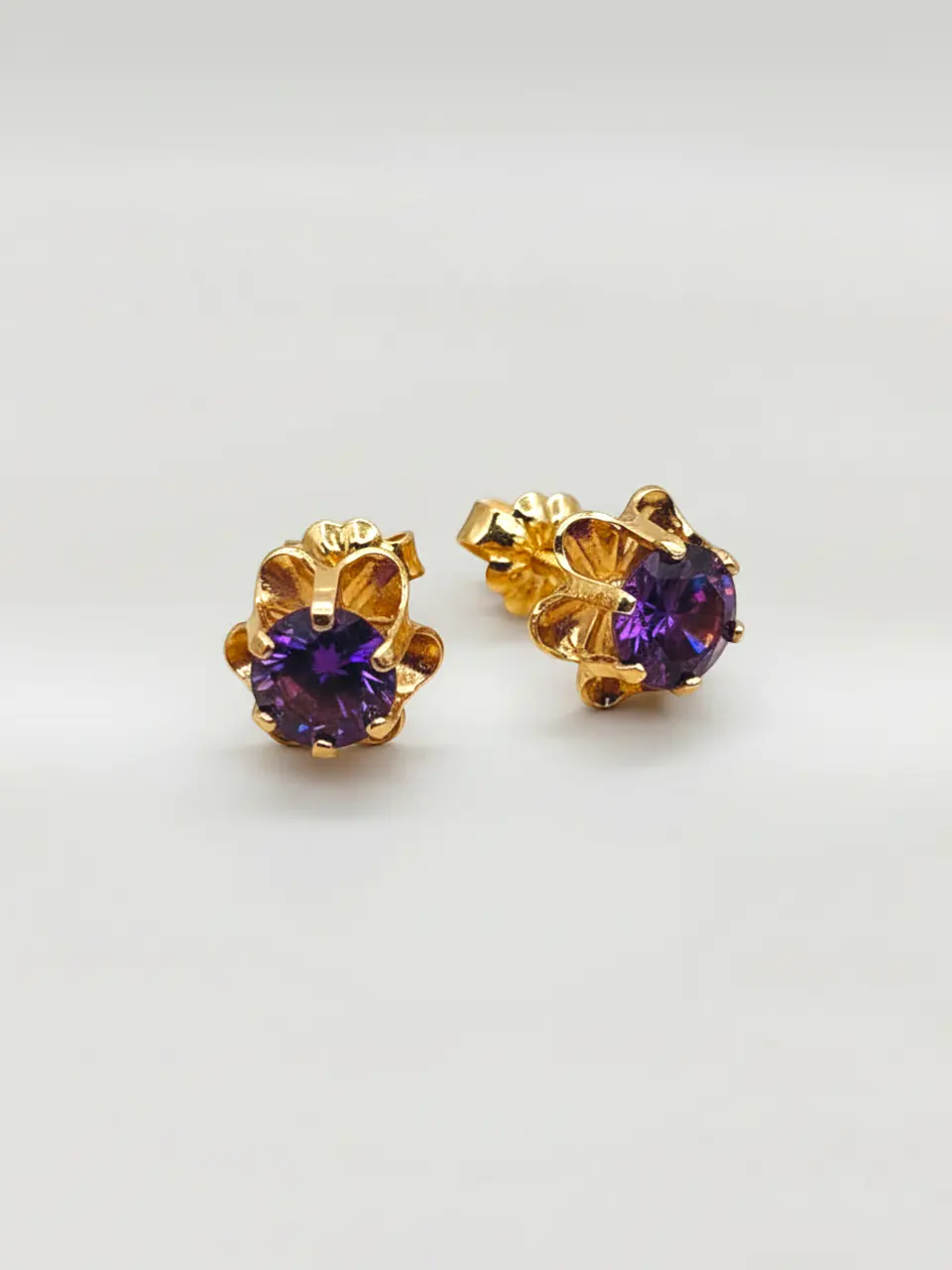 Aros Chatón Italiano Amatista Grande Oro 18k 4