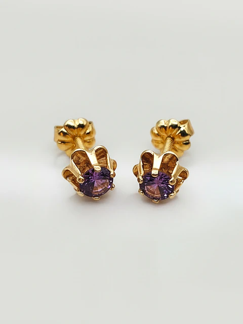 Aros Chatón Italiano Amatista mediano Oro 18k