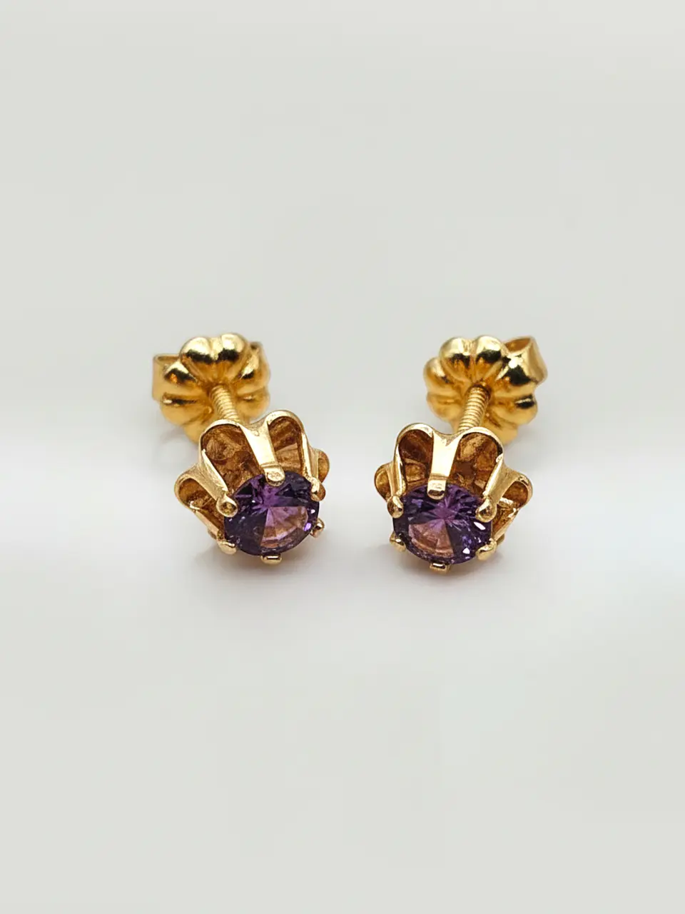 Aros Chatón Italiano Amatista mediano Oro 18k 1