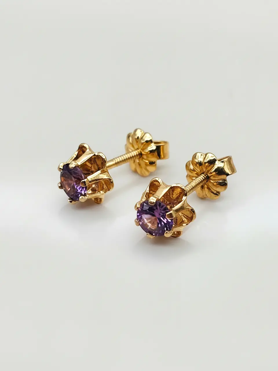 Aros Chatón Italiano Amatista mediano Oro 18k 5