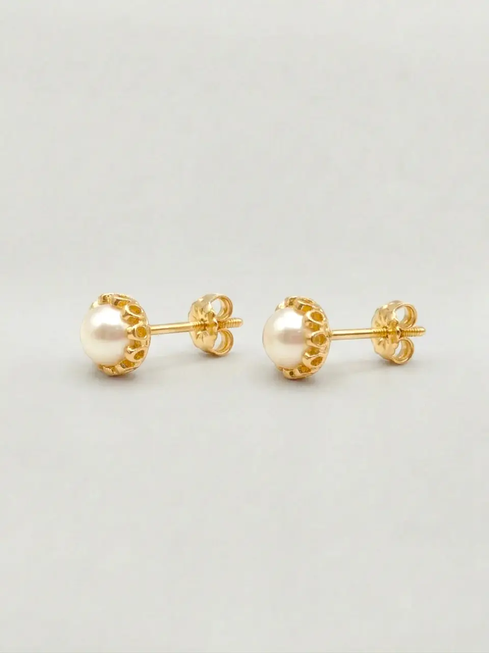 Aros Perla Cultivada Cuello de Gala Grande Oro 18k 2