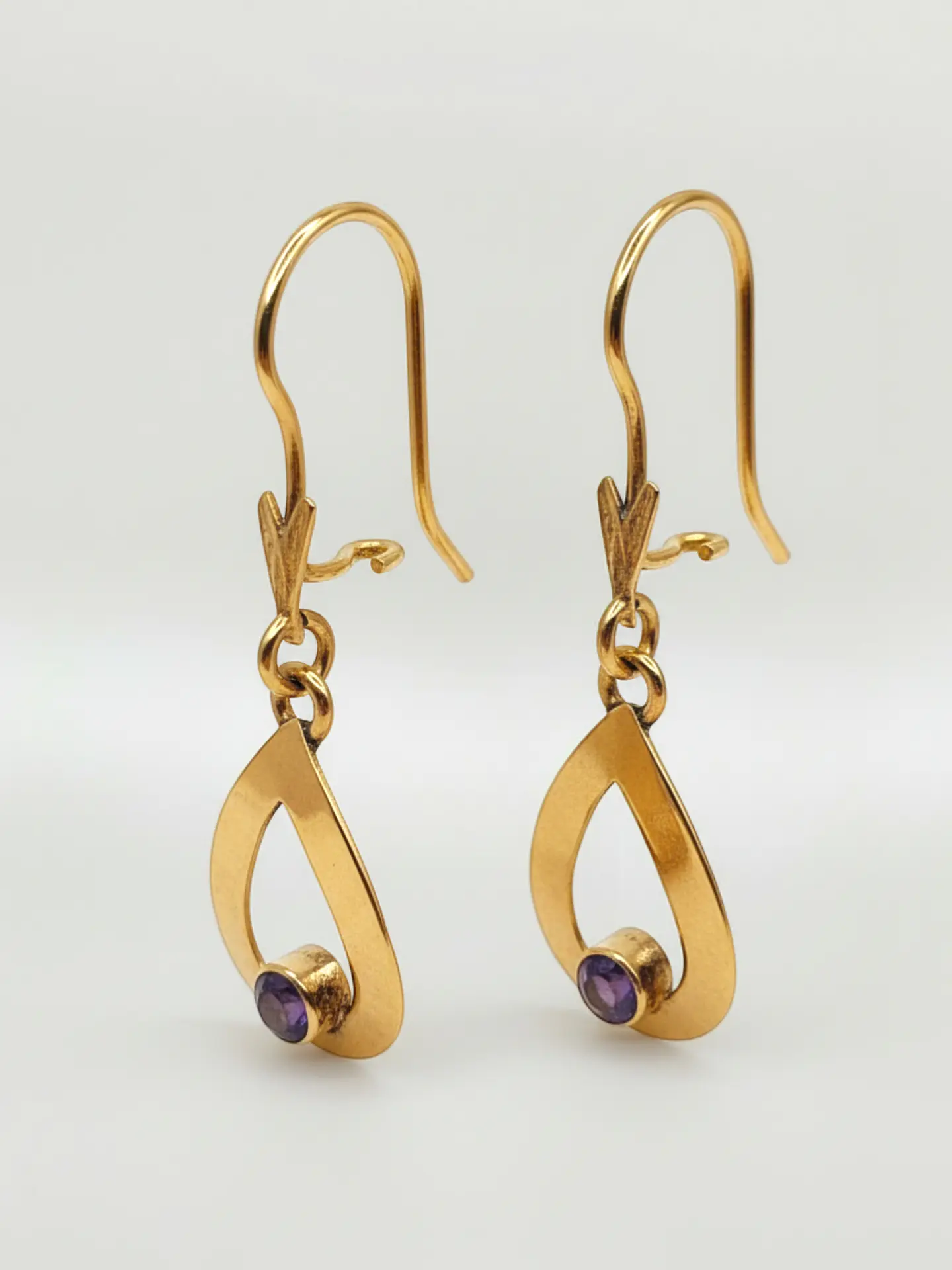 Aros Gota Colgante Amatista Real Oro 18k 2