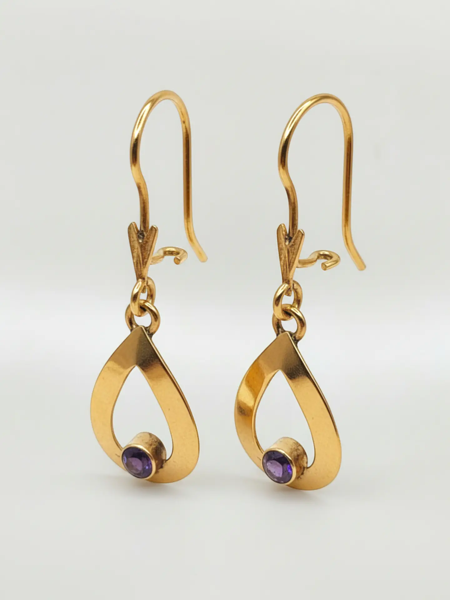 Aros Gota Colgante Amatista Real Oro 18k 3