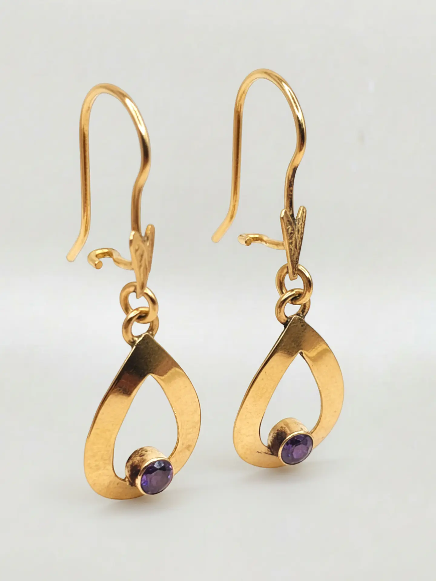 Aros Gota Colgante Amatista Real Oro 18k 1