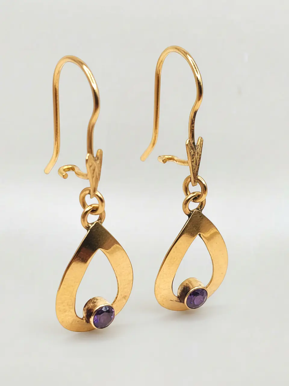 Aros Gota Colgante Amatista Real Oro 18k 1