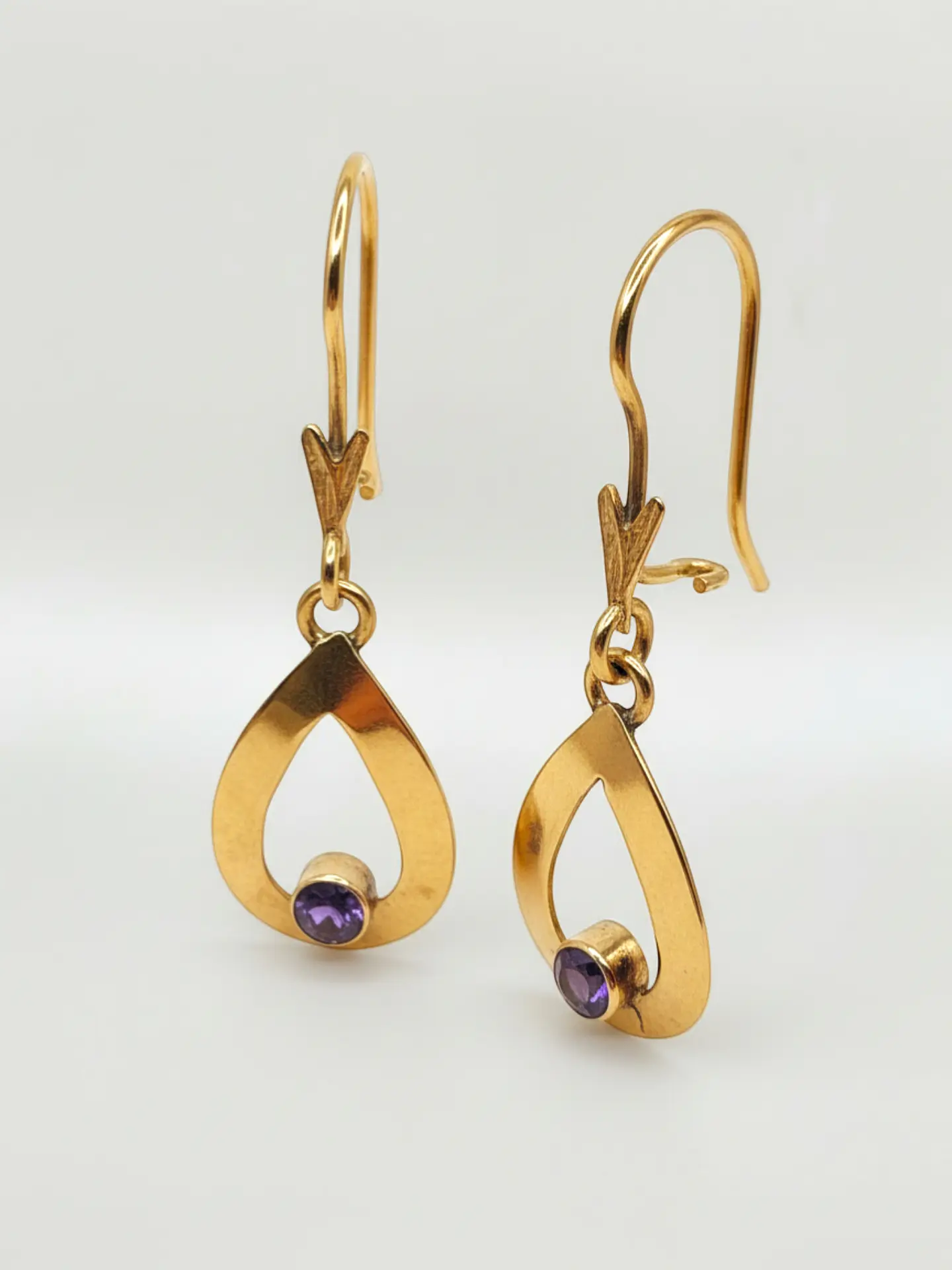 Aros Gota Colgante Amatista Real Oro 18k 4