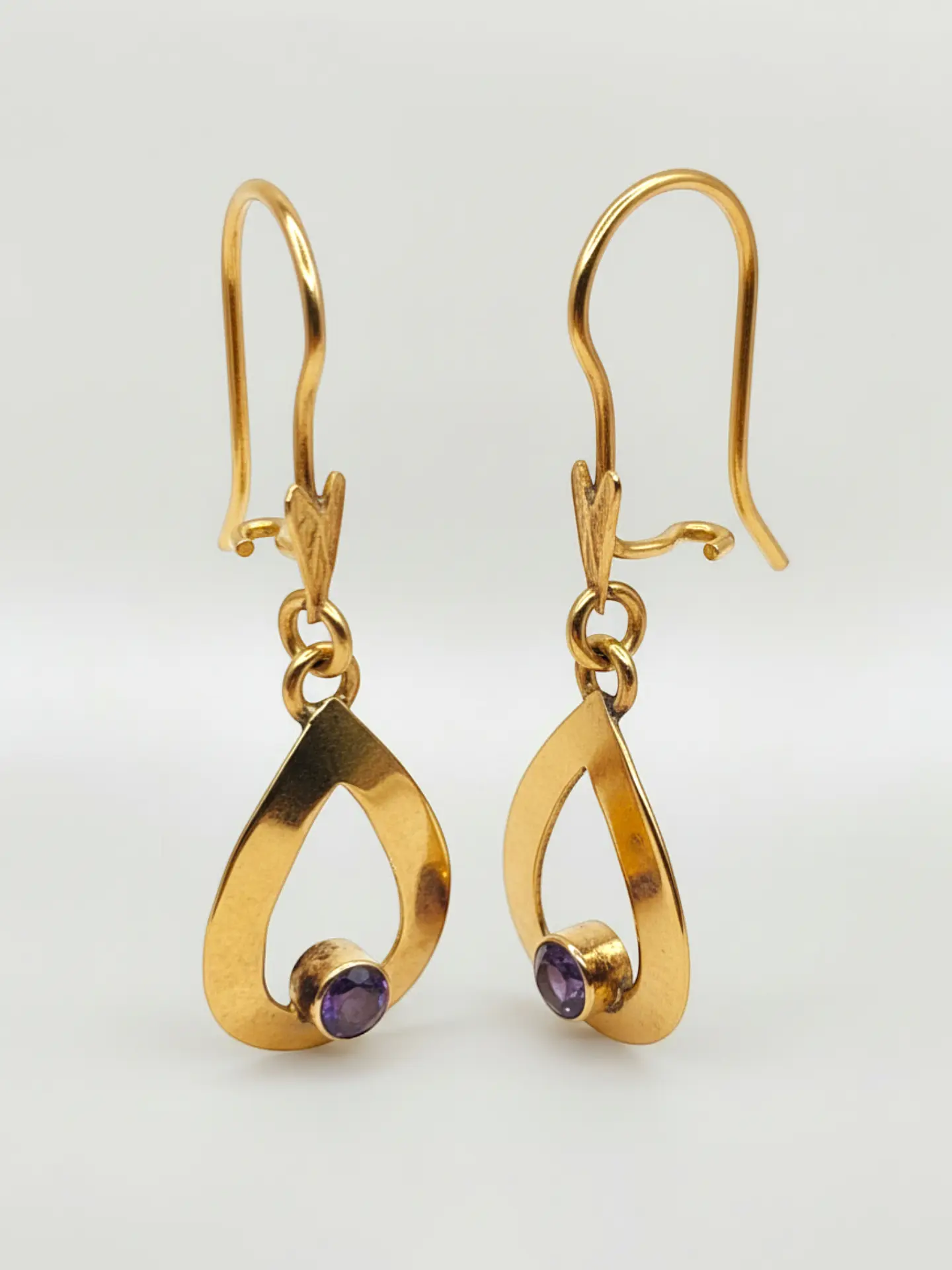 Aros Gota Colgante Amatista Real Oro 18k 5