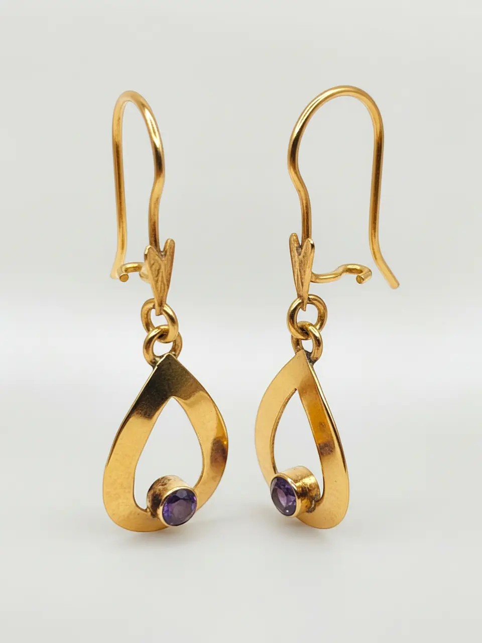 Aros Gota Colgante Amatista Real Oro 18k 5